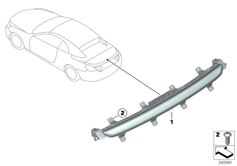 Третий фонарь стоп-сигнала для BMW F12 640dX N57Z (схема запчастей)
