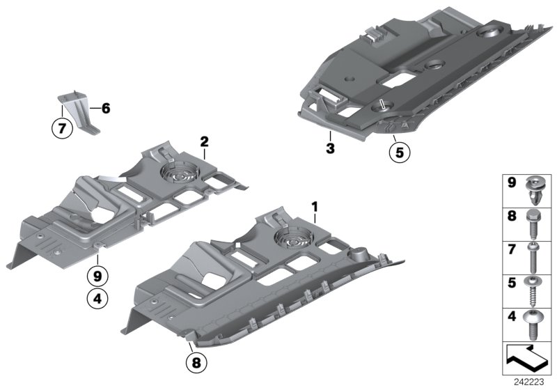 Доп.элементы панели приборов Нж. для BMW F25 X3 28iX N20 (схема запчастей)