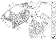 Пробки/заглушки для BMW E60 530d M57N2 (схема запасных частей)