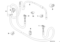 Детали системы омывателей фар для BMW E39 525tds M51 (схема запасных частей)