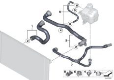 Водяной шланг системы охлаждения для BMW R61 Cooper D 2.0 N47N (схема запасных частей)