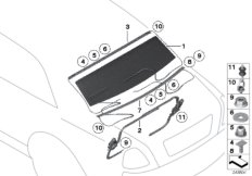 Солнцезащитная штора для BMW RR4 Ghost N74R (схема запасных частей)