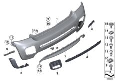 Облицовка аэродинамического к-та Зд для BMW R59 Cooper S N18 (схема запасных частей)