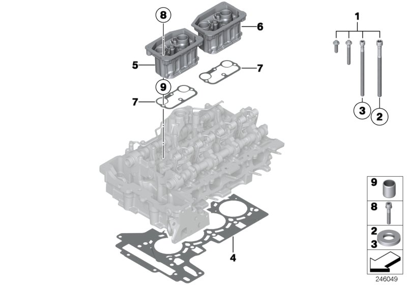 Головка блока цилиндров-доп.элементы для BMW F33 428i N20 (схема запчастей)