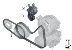 Рем.привод генератора/конд./усилит.руля для BMW F11 528iX N20 (схема запасных частей)