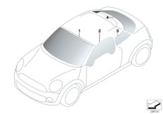 Остекление для BMW R58 Cooper N16 (схема запасных частей)