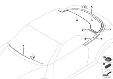 Остекление, дополнительные элементы для BMW R59 Cooper SD N47N (схема запасных частей)