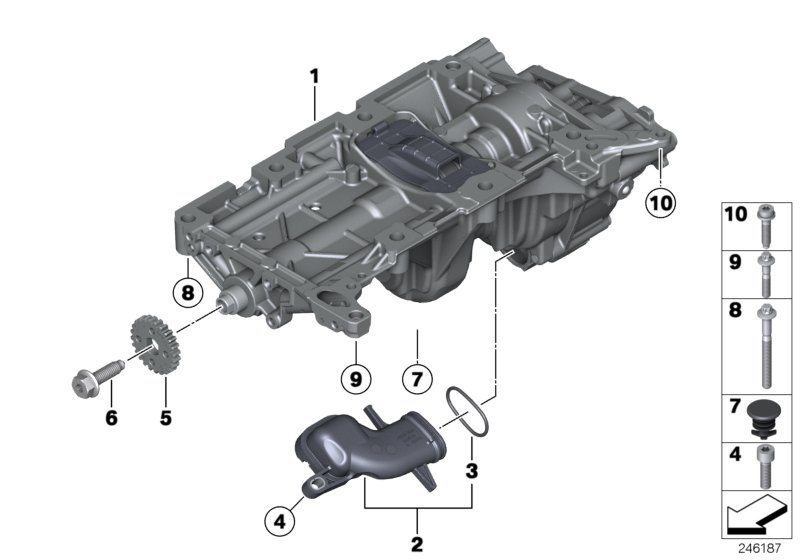 Смазочная система/масляный насос для BMW F30N 328i N26 (схема запчастей)