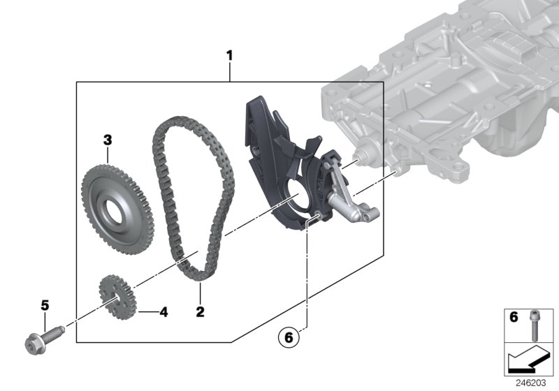 Привод смазоч.системы/масляного насоса для BMW F11 528i N20 (схема запчастей)