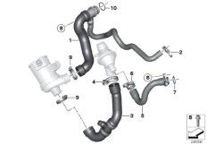 Водяной шланг системы охлаждения для BMW E84 X1 20iX N20 (схема запасных частей)