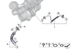 Смазочная система турбонагнетателя для BMW E84 X1 20iX N20 (схема запасных частей)