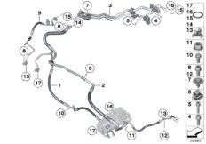 Трубопроводы хладагента для BMW E72 Hybrid X6 N63 (схема запасных частей)