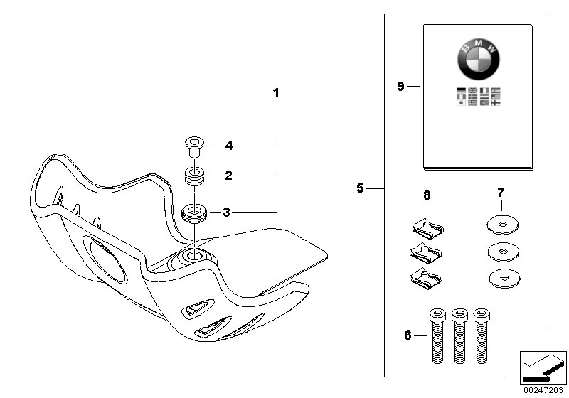 Защита двигателя алюминиевая для BMW R131 G 650 GS 11 (0188,0189) 0 (схема запчастей)