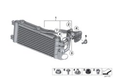 Доп. радиатор в колесной нише для BMW E84 X1 28iX N20 (схема запасных частей)