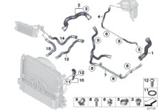 Водяной шланг системы охлаждения для BMW E84 X1 20i N20 (схема запасных частей)