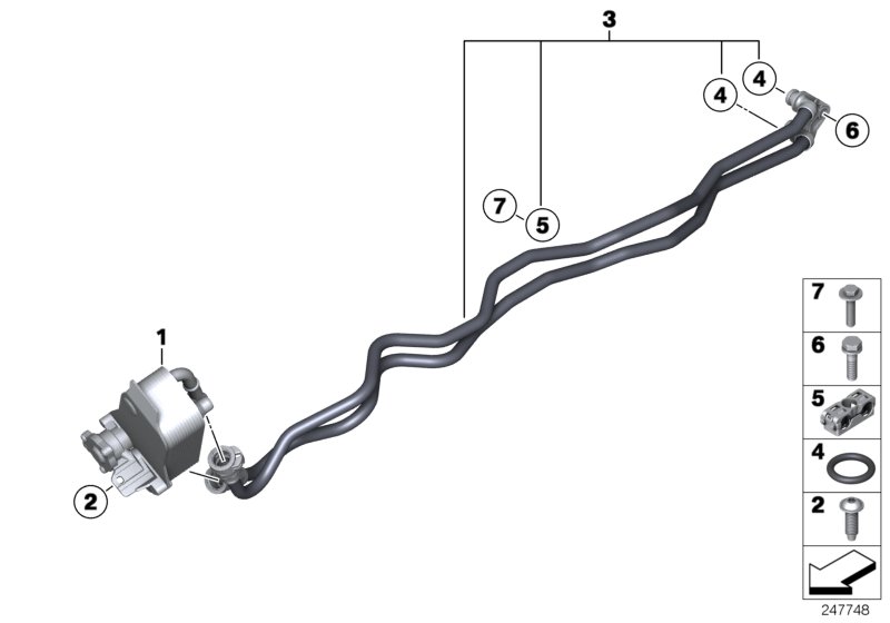 Теплообменник/трубопровод радиатора КПП для BMW E84 X1 16i N20 (схема запчастей)
