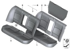 Набивка и обивка базового сиденья Зд для BMW F10 523i N53 (схема запасных частей)