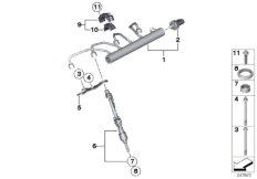 Магистраль Rail/форсунка/крепление для BMW F30 320i N20 (схема запасных частей)
