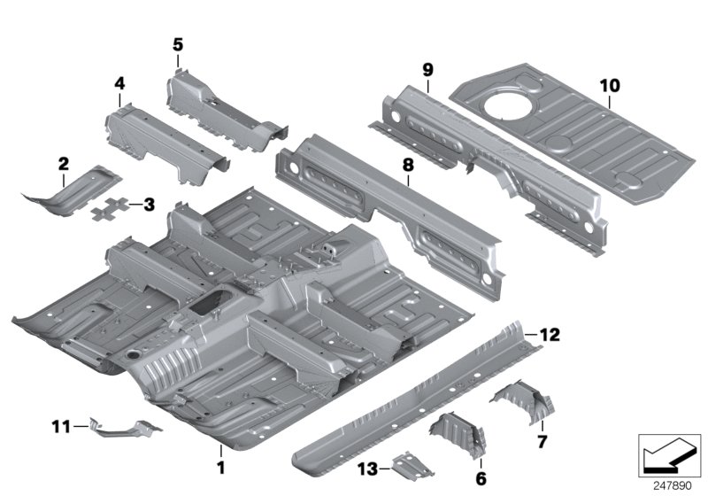 Нижние части Зд Внутр для MINI R61 Cooper D ALL4 2.0 N47N (схема запчастей)