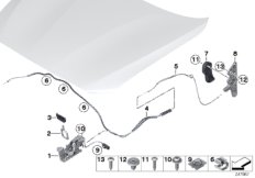Капот/система замков для BMW F23 M235i N55 (схема запасных частей)