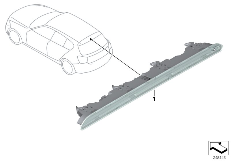 Третий фонарь стоп-сигнала для BMW F21 M135i N55 (схема запчастей)