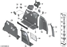 Обшивка багажного отделения Бок для BMW F25 X3 28iX N52N (схема запасных частей)