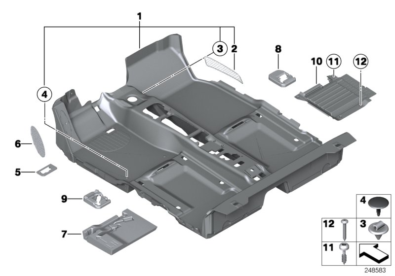 облицовка днища для MINI R56 Cooper D W16 (схема запчастей)