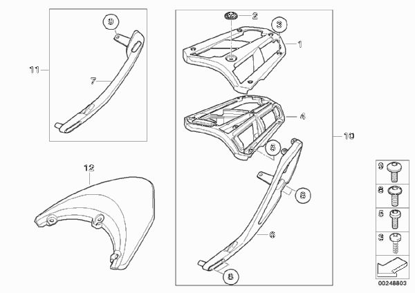 Фиксатор для чемодана с багажн.на крыше для BMW K27 R 1200 R 11 (0400,0490) 0 (схема запчастей)