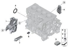 Блок цилиндров/дополнительные элементы для MINI R55N Cooper D 2.0 N47N (схема запасных частей)