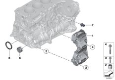 Блок цилиндров/дополнительные элементы для BMW F20 118d N47N (схема запасных частей)