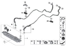 Теплообменник/трубопровод радиатора КПП для BMW E70N X5 50iX N63 (схема запасных частей)