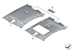Инд.фасонная панель потолка Alcantara для BMW F10 Hybrid 5 N55 (схема запасных частей)