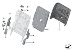 Накладки спинки заднего сиденья для BMW F07 535i N55 (схема запасных частей)