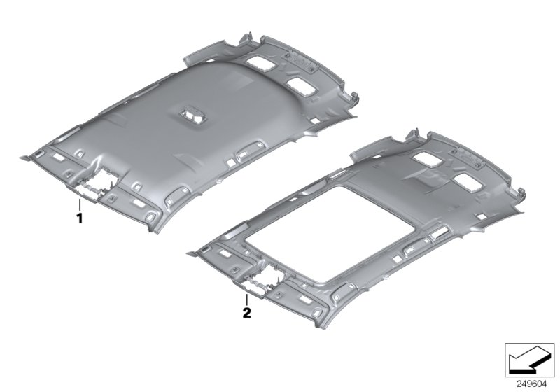 Инд.фасонная панель потолка Alcantara для BMW F11 M550dX N57X (схема запчастей)
