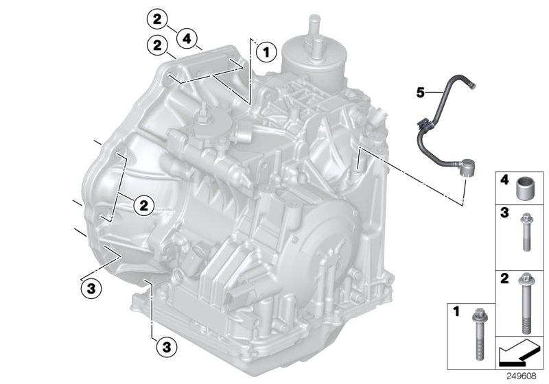 Крепление/ система вентиляции КПП для BMW R60 Cooper D ALL4 2.0 N47N (схема запчастей)