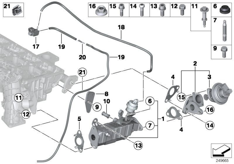 Система нейтрализации ОГ, охлаждение для BMW R60 Cooper SD ALL4 N47N (схема запчастей)