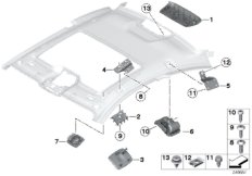 Доп.элементы потолка для BMW F13N 640d N57Z (схема запасных частей)