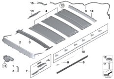 Детали панорамной крыши для BMW RR4 Ghost N74R (схема запасных частей)