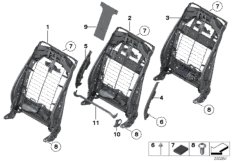 Каркас спинки переднего сиденья для ROLLS-ROYCE RR4 Ghost N74R (схема запасных частей)