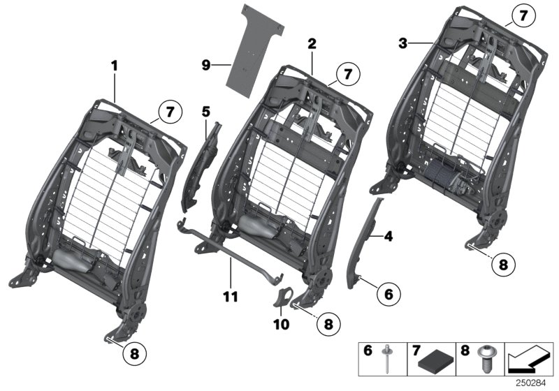 Каркас спинки переднего сиденья для ROLLS-ROYCE RR4 Ghost N74R (схема запчастей)