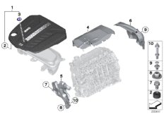Звукоизоляционный кожух двигателя для BMW F11N 530dX N57N (схема запасных частей)