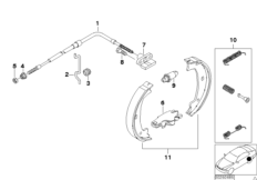 Стояночный тормоз/тормозные колодки для BMW E53 X5 4.4i M62 (схема запасных частей)