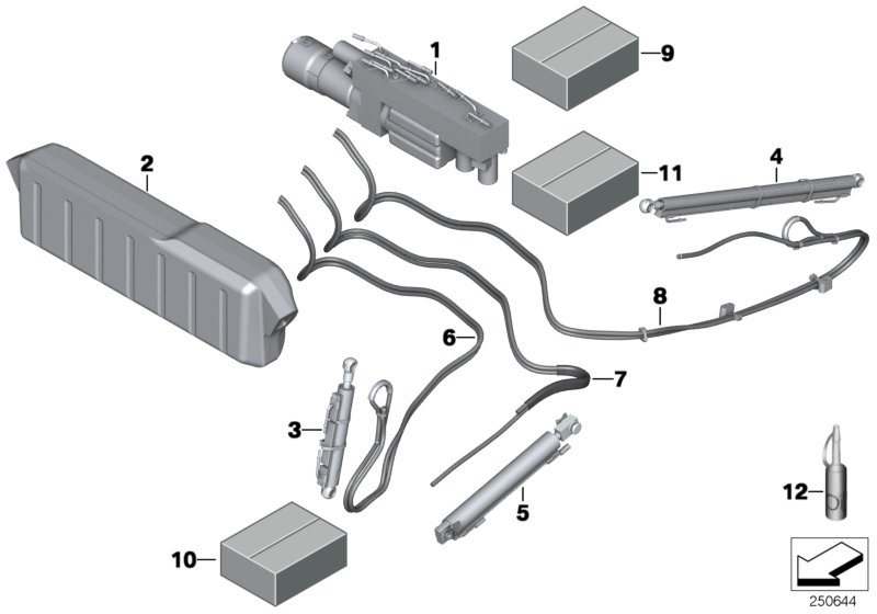 Гидравлический узел складного верха для BMW F12N 650iX 4.0 N63N (схема запчастей)