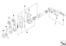 Детали механизма ПП для BMW 89V3 K 1200 LT 04 (0549,0559) 0 (схема запасных частей)