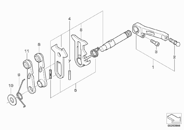 Детали механизма ПП для BMW 89V3 K 1200 LT 04 (0549,0559) 0 (схема запчастей)