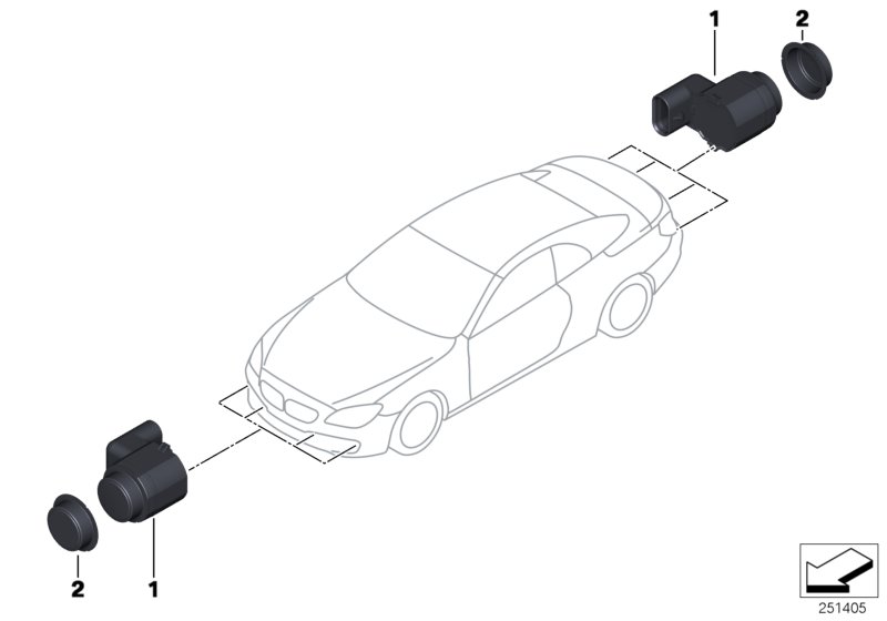 Ультразвуковой датчик для BMW F12 650iX 4.0 N63N (схема запчастей)