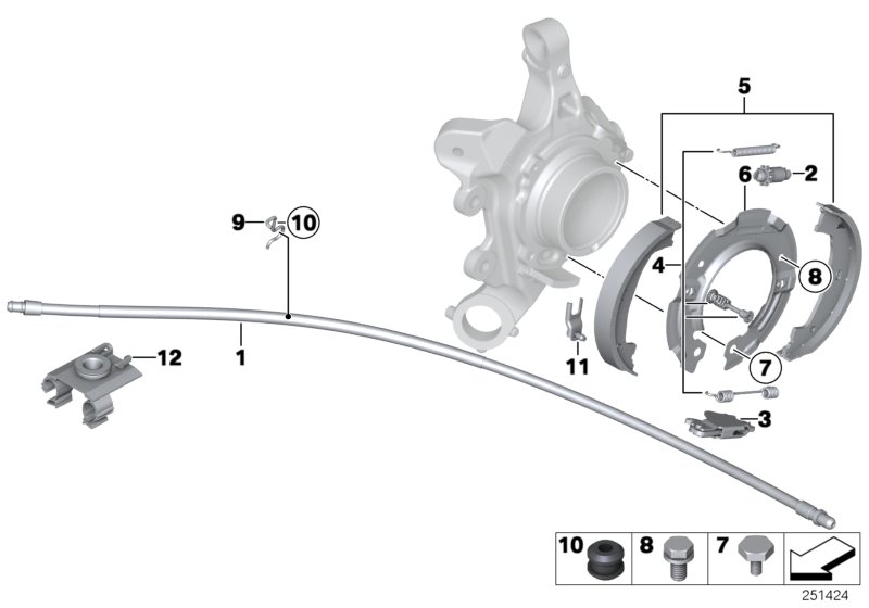 Стояночный тормоз/тормозные колодки для BMW F32 420d N47N (схема запчастей)