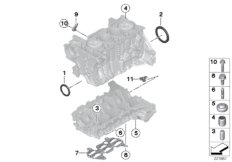 Блок цилиндров/дополнительные элементы для BMW F20 114i N13 (схема запасных частей)