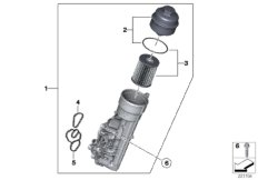 Смазочная система-масляный фильтр для BMW F21N 118i N13 (схема запасных частей)