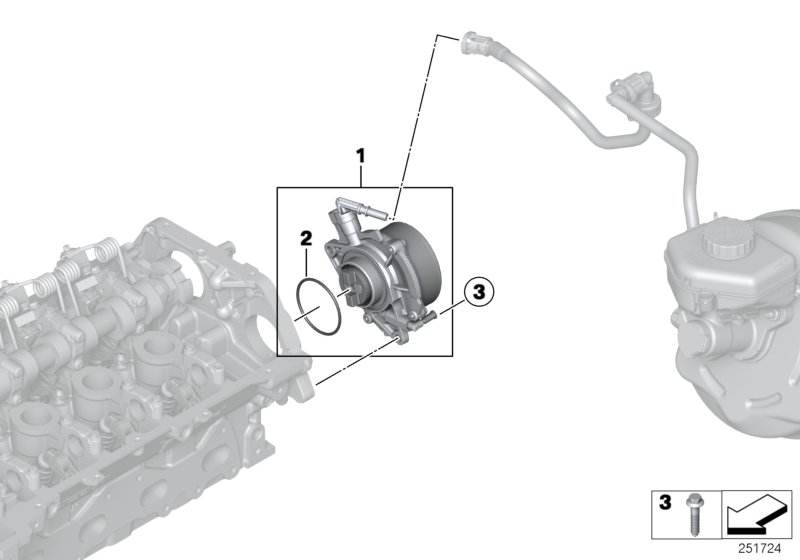 Вакуумный насос с трубопроводом для BMW F20 114i N13 (схема запчастей)